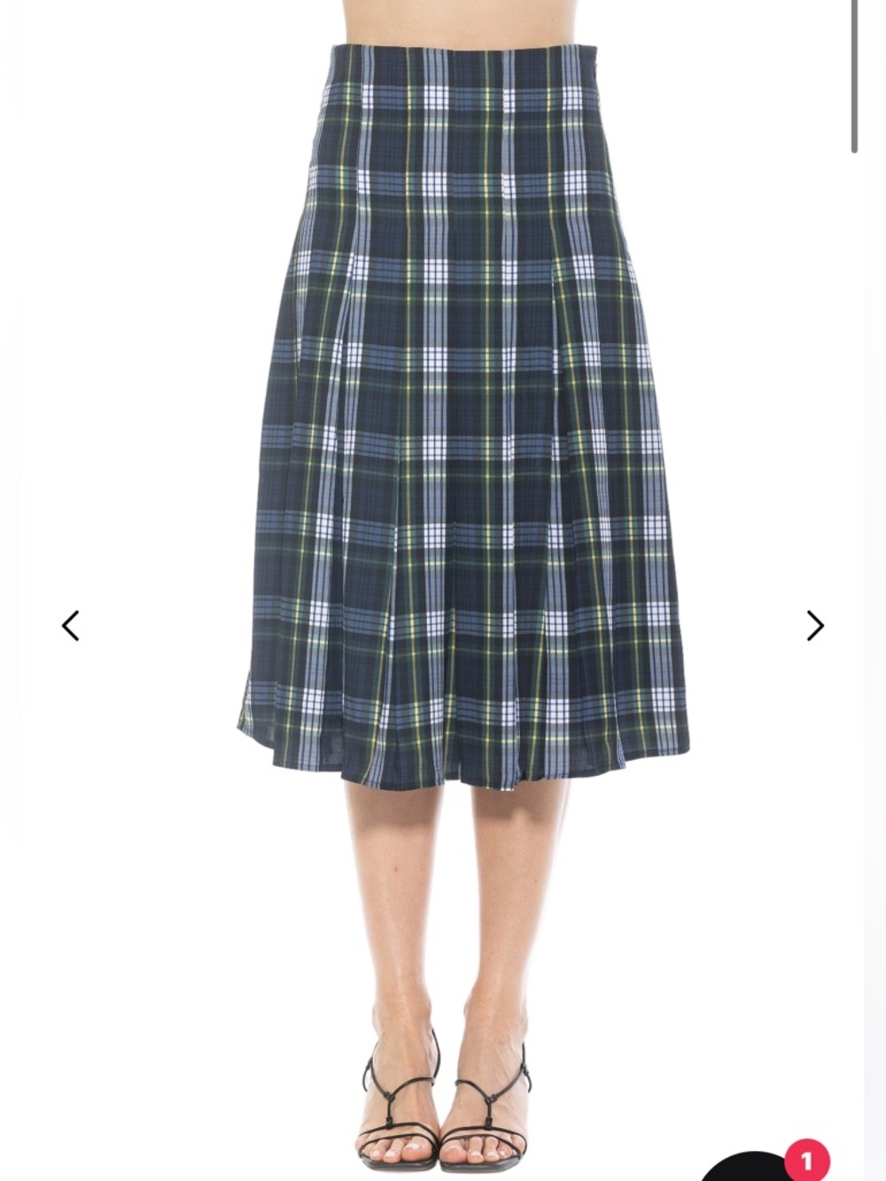 Alexia admor shilo pleated midi length skirt green and blue 14 modest elegant